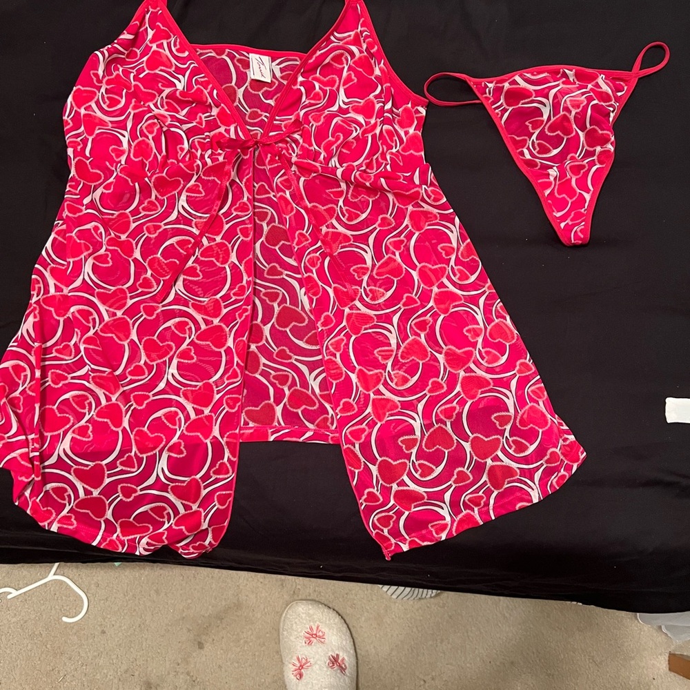 Torrid Red Floral Heart design and Thong Set